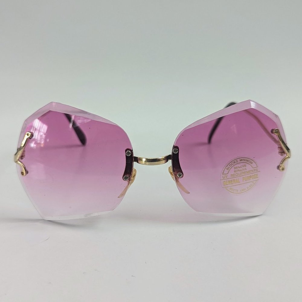 NWT Vintage 90's Lady Diamond Cut Fashion Sunglasses (Gold/Pink)